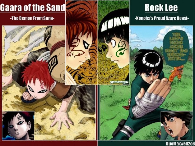 Обои картинки фото rock, lee, and, gaara, аниме, naruto