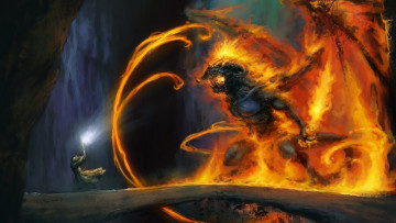 Картинка фэнтези lord of the rings демон магия огонь балрог гэндальф