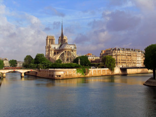 обоя notre, dame, de, paris, города, париж, франция, река, здания, мост