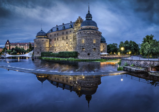 Картинка швеция города дворцы замки крепости замок ночь вода
