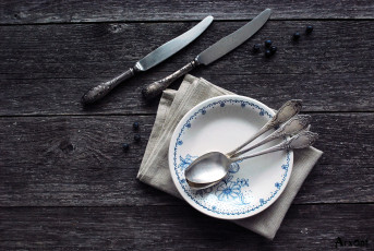 Картинка разное посуда столовые приборы кухонная утварь ножи ложки тарелка