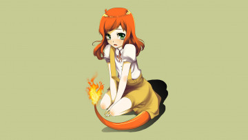 Картинка аниме pokemon charmander girl flames anime green eyes