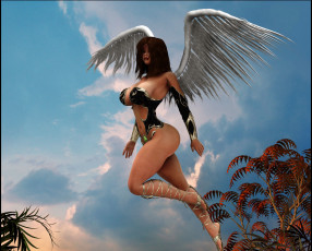 Картинка 3д+графика ангел+ angel девушка взгляд фон ангел