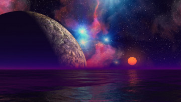 Картинка 3д+графика атмосфера настроение+ atmosphere+ +mood+ звезды планеты море