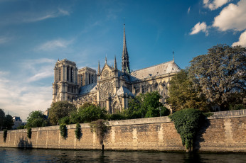 Картинка notre+dame +paris города париж+ франция река собор