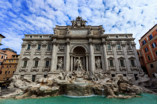 Обои картинки фото roma,  fontana di trevi, города, рим,  ватикан , италия, фонтан, дворец