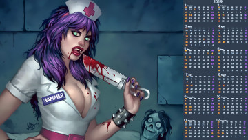 Картинка календари фэнтези 2019 calendar кровь медсестра существо девушка вампир