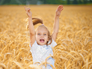 Картинка разное дети девочка пшеница поле