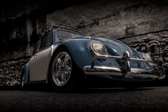 Картинка автомобили классика синий ретро стена