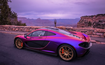 Картинка автомобили mclaren фиолетовый дорога горы