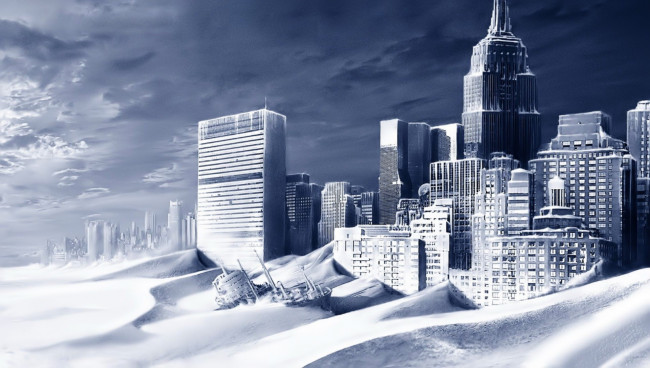 Обои картинки фото кино фильмы, the day after tomorrow, город, снег, мороз
