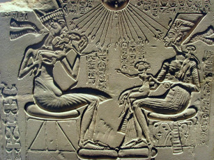 обоя akhenaten, nefertiti, house, altar, разное, рельефы, статуи, музейные, экспонаты