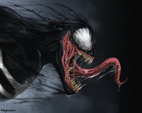Картинка фэнтези существа язык слюна веном comics venom marvel