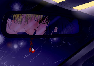 Картинка аниме naruto зеркало саске наруто дождь машина