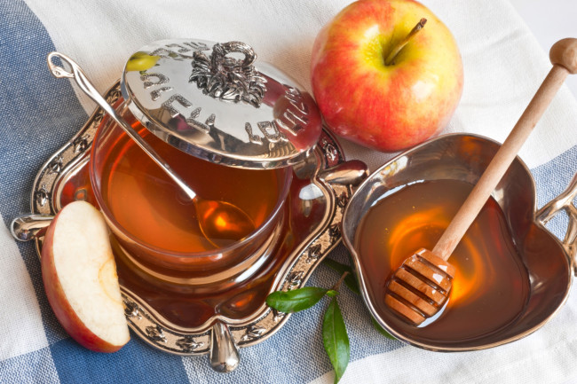 Обои картинки фото еда, мёд,  варенье,  повидло,  джем, мята, мед, яблоки