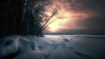 Картинка природа восходы закаты снег зима
