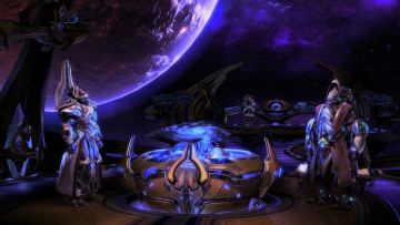 Картинка видео+игры starcraft+ii +legacy+of+void корабль космос планеты существа