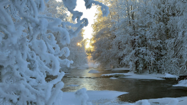 Обои картинки фото природа, реки, озера, река, зима