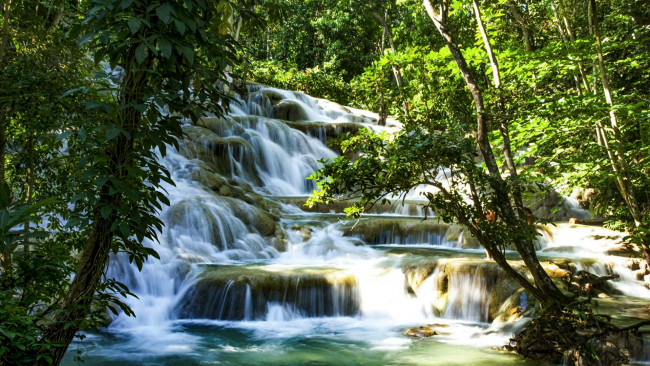 Обои картинки фото dunn’s river falls, jamaica, природа, водопады, dunn, river, falls