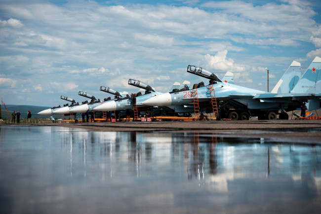 Обои картинки фото су-30см, авиация, боевые самолёты, российский, самолет, cу30cм, аэродром