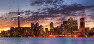 Картинка города торонто канада небоскрёбы огни