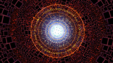 Картинка 3д графика fractal фракталы абстракция круги неон свет квадраты