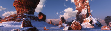 Картинка 3д графика nature landscape природа горы скалы столбы снег