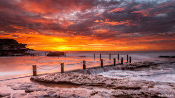 Картинка sunset природа восходы закаты океан набережная прибой закат