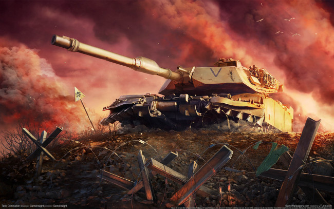 Обои картинки фото tank, domination, видео, игры, танк, противотанковые, ежи