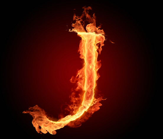 Обои картинки фото 3д графика, другое , other, буква, литера, огонь, пламя, алфавит, j