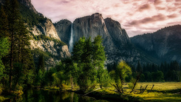 Картинка природа водопады горы лес река водопад