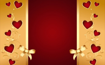 Картинка праздничные день+святого+валентина +сердечки +любовь сердечки фон background valentine love romantic bow hearts golden red