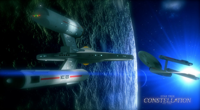 Обои картинки фото видео игры, star trek constellation, космический, корабль, полет, вселенная, планета