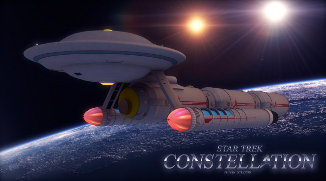 Обои картинки фото видео игры, star trek constellation, космический, корабль, полет, вселенная, планета