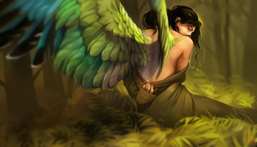 Картинка фэнтези ангелы крылья арт взгляд ангел девушка