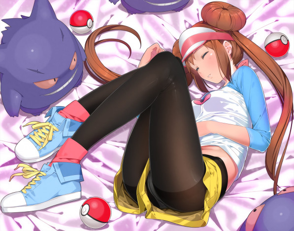 Обои картинки фото аниме, pokemon, девушка, генгар