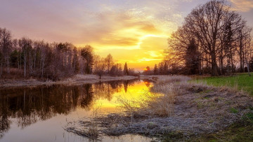Картинка природа восходы закаты река закат