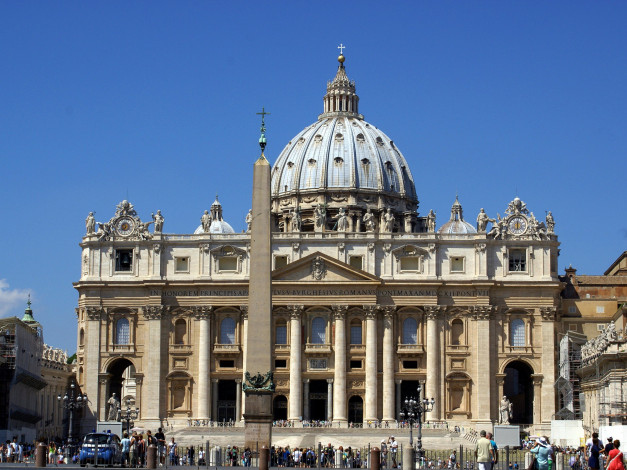 Обои картинки фото piazza and basilica of san pietro, города, рим,  ватикан , италия, piazza, and, basilica, of, san, pietro