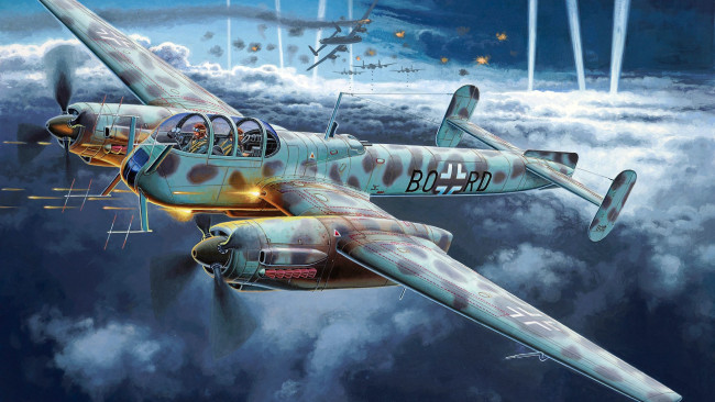 Обои картинки фото авиация, 3д, рисованые, v-graphic, немецкий, самолёт-разведчик, ar, 240, c-2, arado, люфтваффе