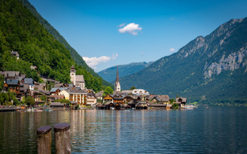 Картинка города гальштат+ австрия горы озеро