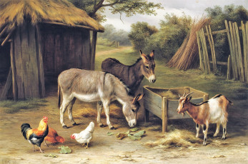 Картинка рисованное edgar+hunt животные сарай