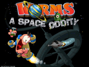 обоя worms, space, oddity, видео, игры