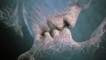 Картинка 3д графика romance сплетение поцелуй