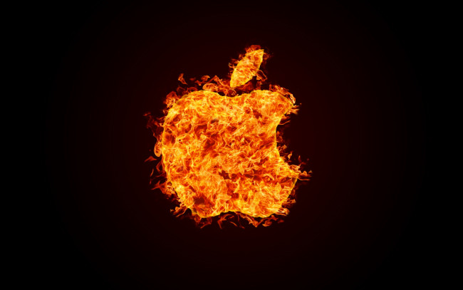 Обои картинки фото компьютеры, apple, яблоко, логотип, тёмный, пламья