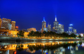 Картинка мельбурн австралия города огни ночного река ночь дома