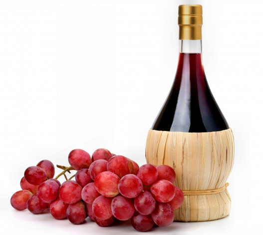 Обои картинки фото еда, виноград, вино, бутылка