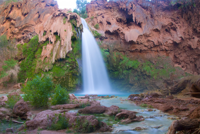 Обои картинки фото havasu, falls, arizona, usa, природа, водопады, grand, canyon, гранд-каньон, аризона, водопад, хавасу, скала, большой, каньон