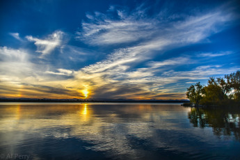 Картинка природа восходы закаты отражение закат озеро облака небо