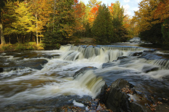 Картинка природа водопады деревья потоки вода водопад осень