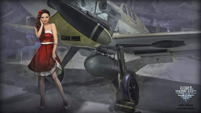 Обои картинки фото видео игры, world of warplanes, девушка, warplanes, of, world, арт, симулятор, онлайн, модель, игра